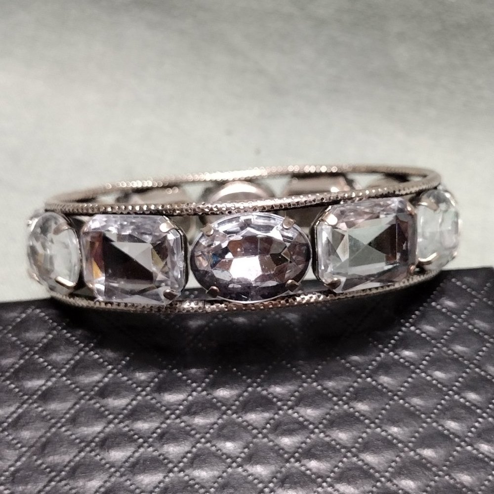 Large Rhinestone Bangle Bracelet - Picture 3 of 4